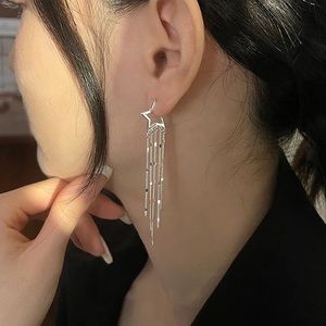New Sterling Silver 925 star tassel stud earrings set